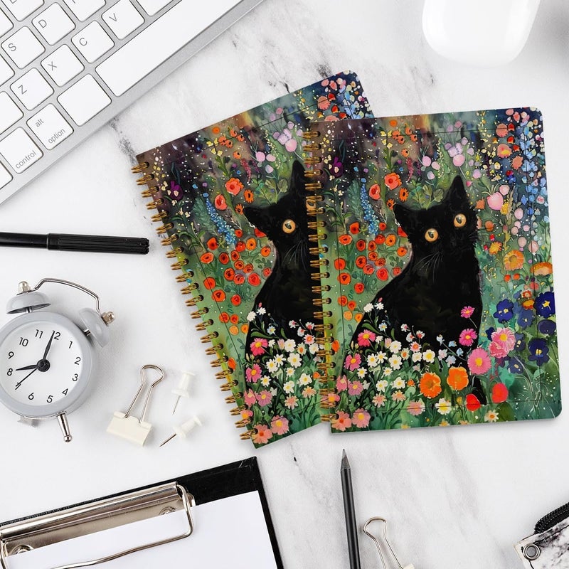 CQM 2 Packs Cat Spiral Notebook Pretty Aesthetic College Ruled Journaling Notebooks Cat Themed Gifts for Women Mom Teacher Friend Journals for Writing Notebook Journal Office Classroom Home Supplies - Image 4